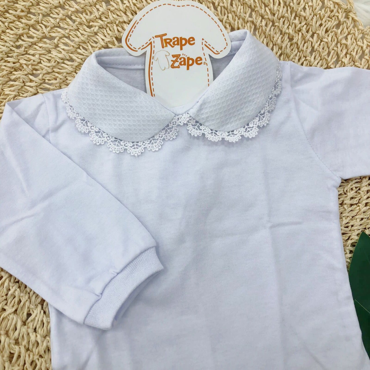 Body gola bordada- branco com grypir branco
